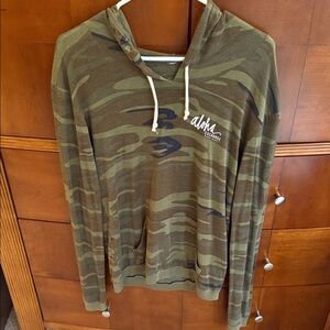 Aloha Exchange size large Green Camouflage Hoodie